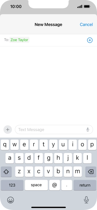 Press the text input field and write the text for your text message.
