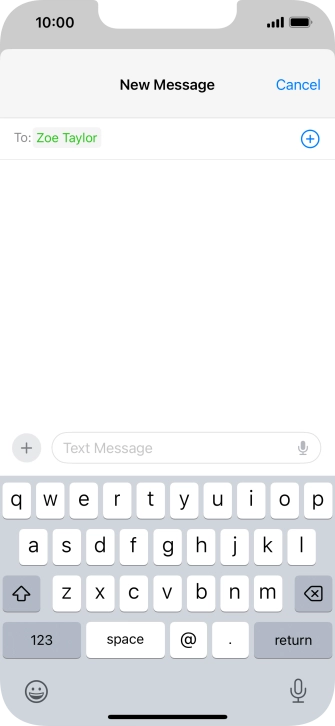 Press the text input field and write the text for your text message.