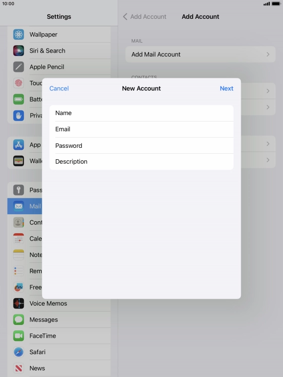 Press Description and key in the required name.