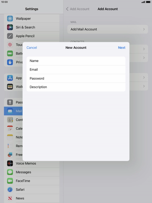 Press Description and key in the required name.