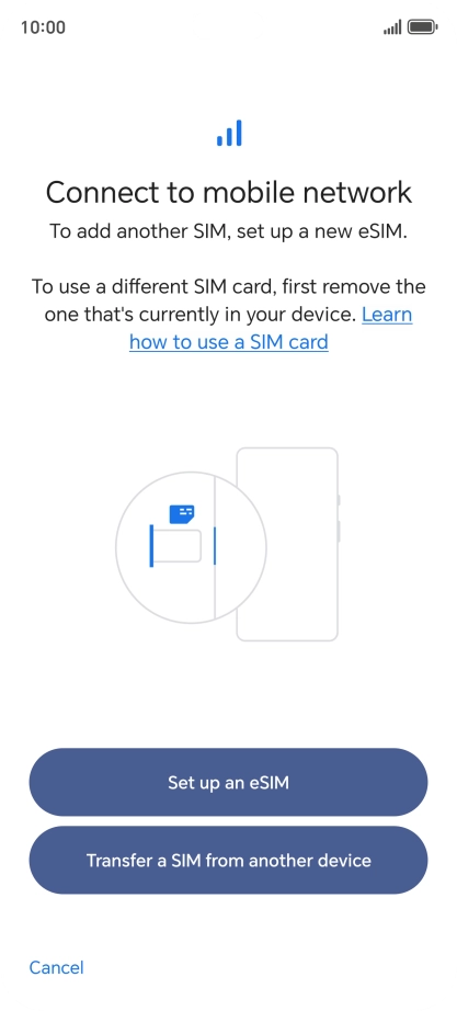 Press Set up an eSIM.