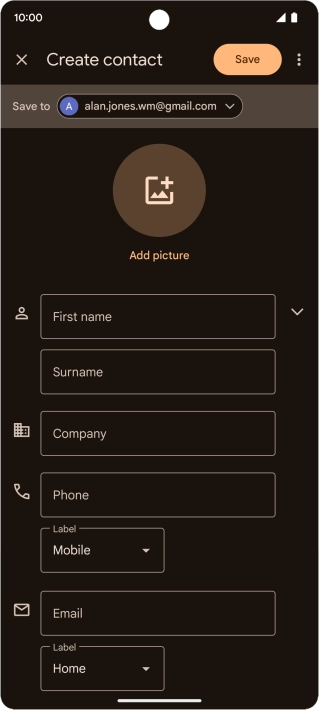 Press the address book drop down list.