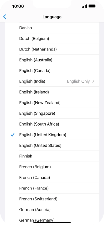 Press the required language.