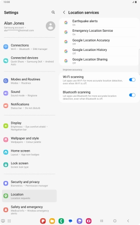 Press Google Location Accuracy. Press Google Location Accuracy.