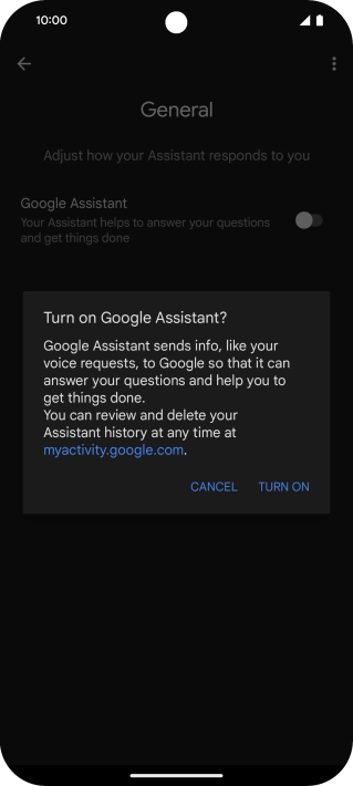 If you turn on the function, press TURN ON.