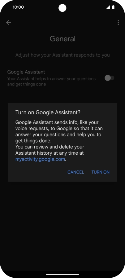 If you turn on the function, press TURN ON.