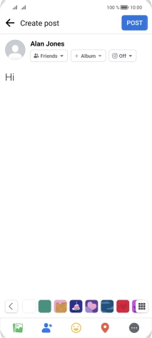 Write the required text and press POST.