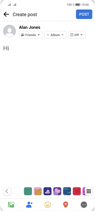 Write the required text and press POST.