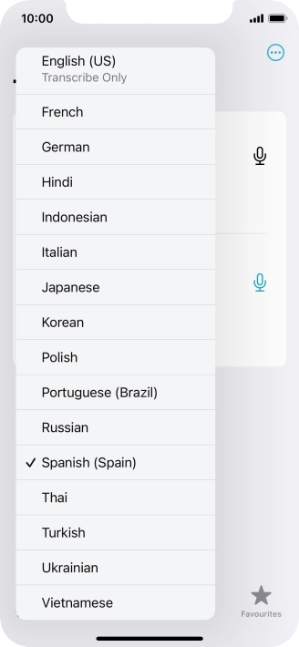 Press the required target language.