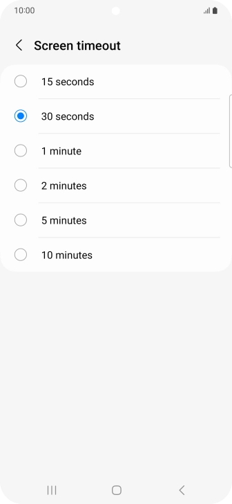 Press the required setting.