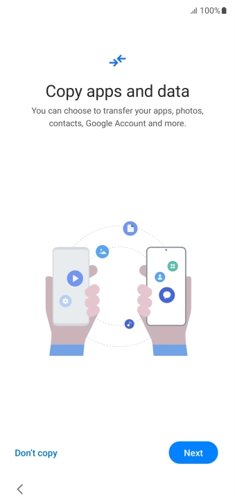 When this screen is displayed, your phone is ready to restore content from a Google One backup.