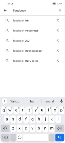 Key in Facebook and press the search icon.