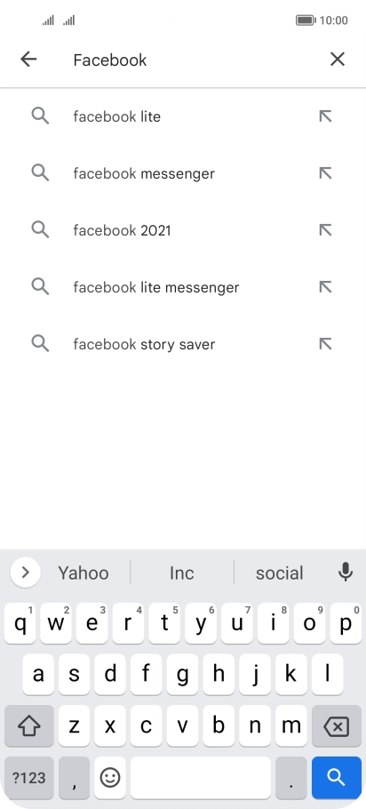 Key in Facebook and press the search icon.