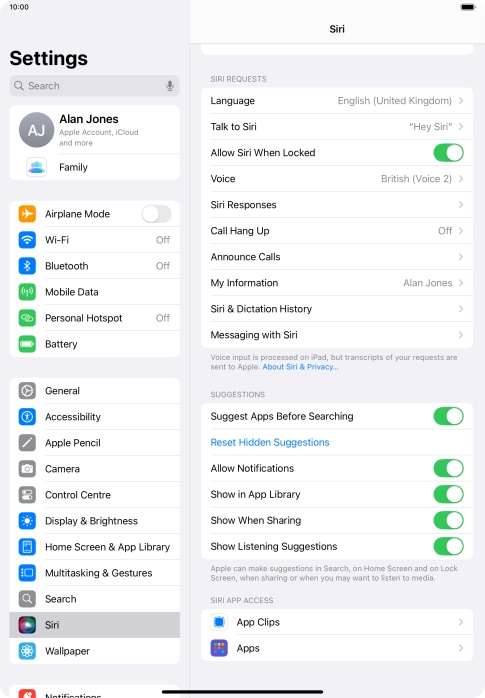 Press the indicator next to 