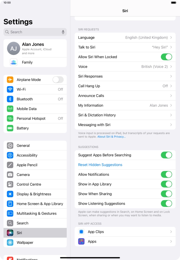 Press the indicator next to 
