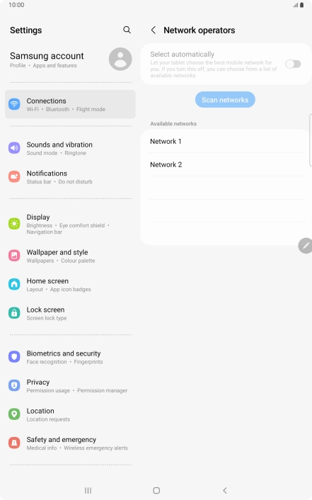 Press the required network.