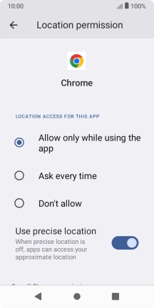 Press the required setting.