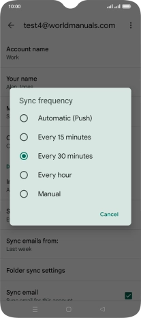 Press the required setting.