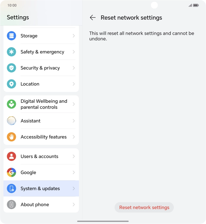 Press Reset network settings.