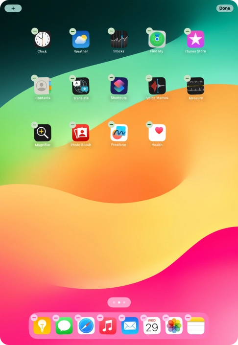 To remove an application from Dock, press and hold the required application and drag it upwards from Dock.