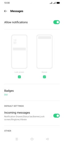 Press Incoming messages.