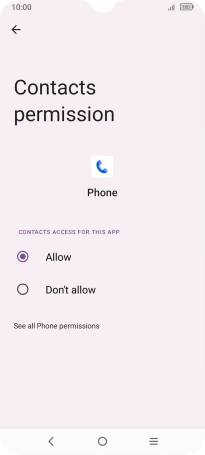 Press the required setting.