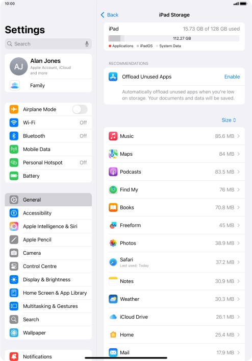 Press the required app.