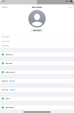 Press First name and key in the first name.