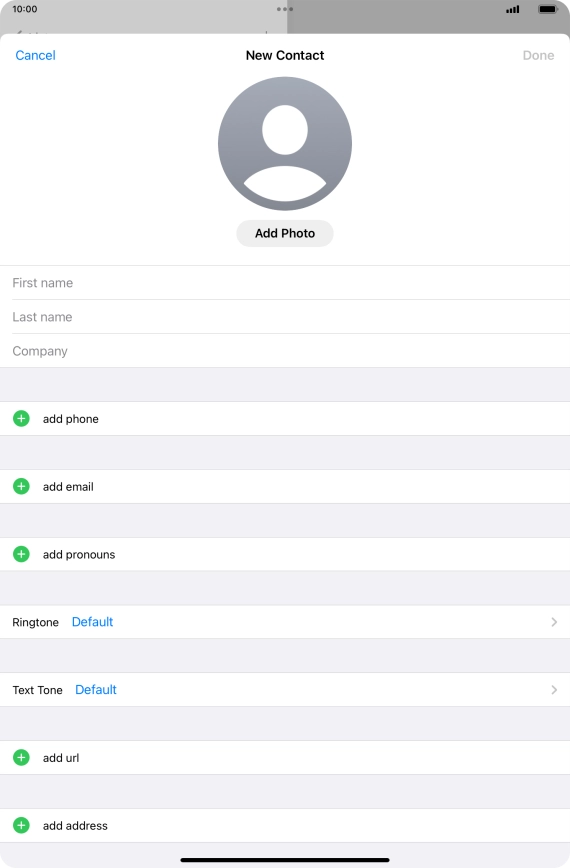 Press First name and key in the first name.
