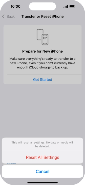Press Reset All Settings.