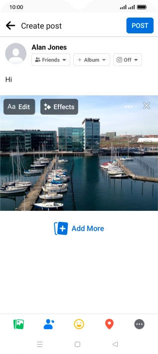 Write the required text and press POST.