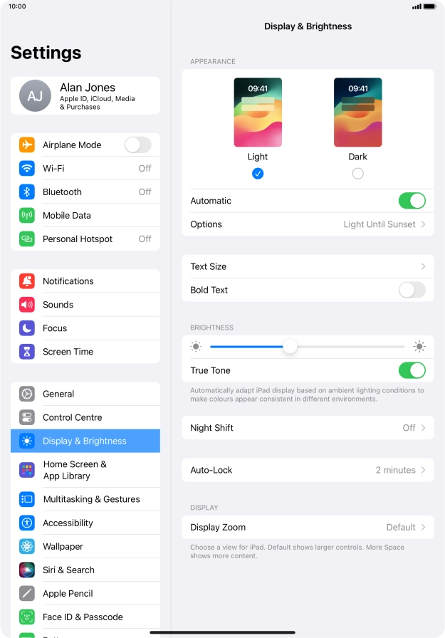 If you turn on the function, press Options and follow the instructions on the screen to select the required period of time for Dark Mode. If you turn on the function, press Options and follow the instructions on the screen to select the required period of time for Dark Mode.