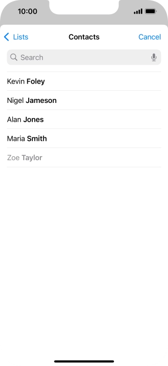 Press the required contact.