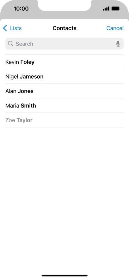 Press the required contact.