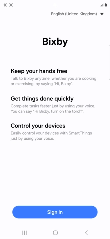 Press Sign in and follow the instructions on the screen to log on to your Samsung account.