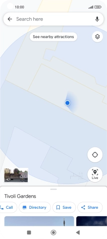 Press the search field and key in the required destination.