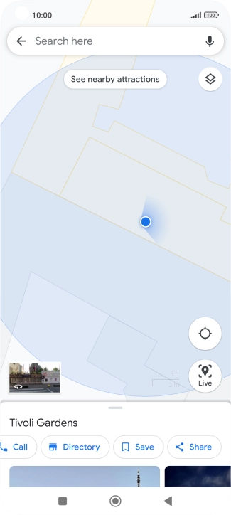 Press the search field and key in the required destination.