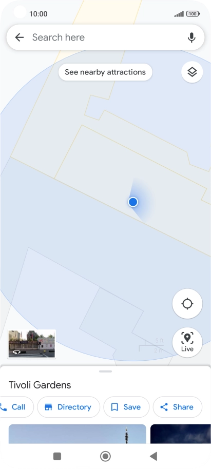 Press the search field and key in the required destination.