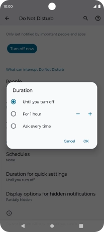 Press the required setting. Press the required setting.