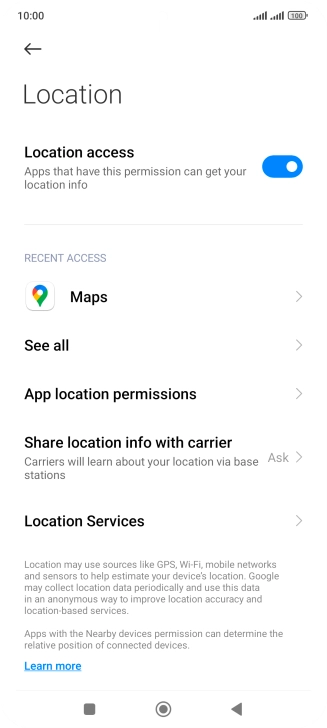 Press App location permissions. Press App location permissions.