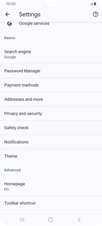 Press Privacy and security.
