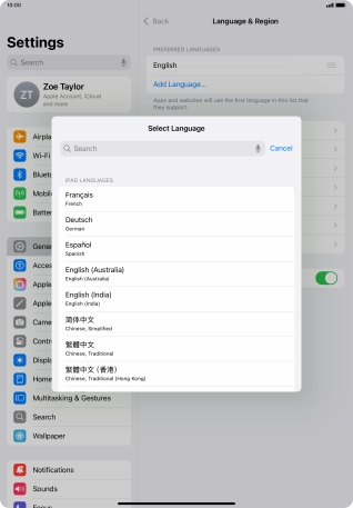 Press the required language.