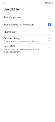 Press Transfer files / Android Auto.