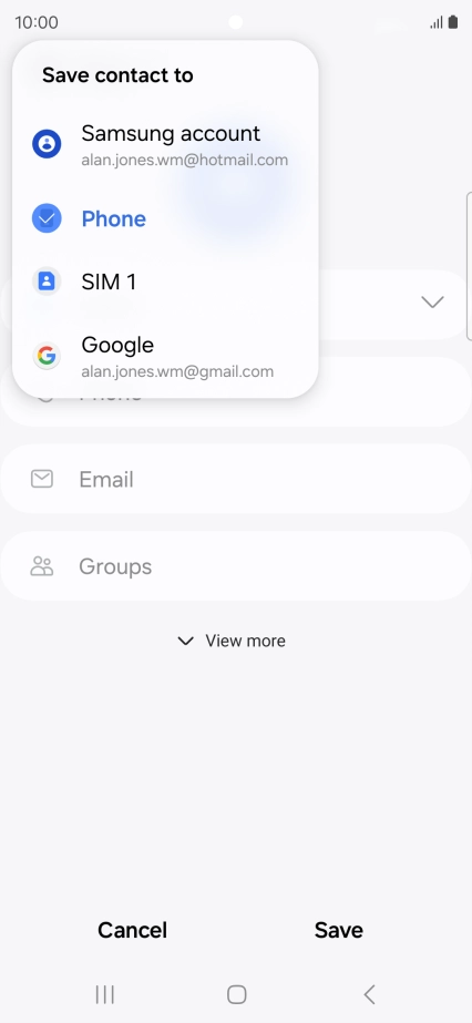 Press the required Google account.
