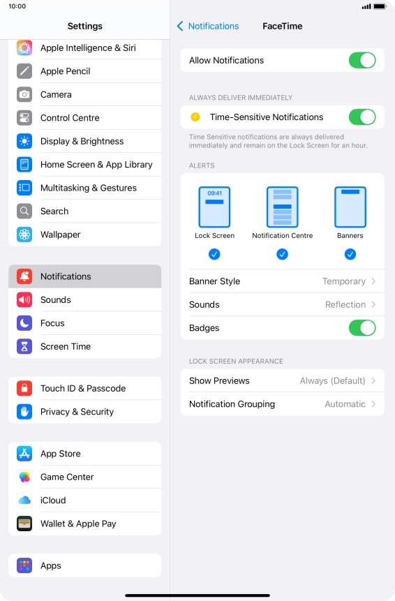 Press the indicator next to 