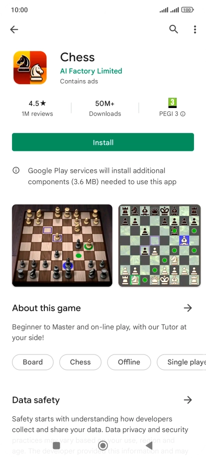 Press Install and follow the instructions on the screen to install the app.