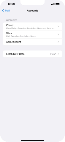 Press the name of the Exchange email account you've just set up.