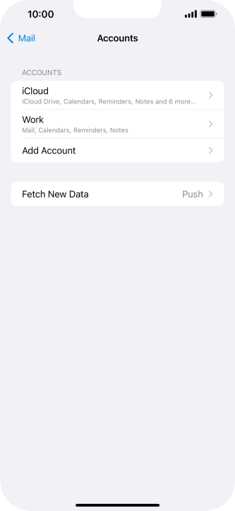 Press the name of the Exchange email account you've just set up.
