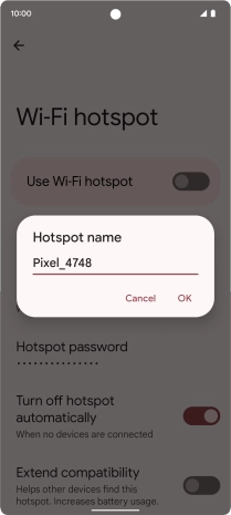 Key in the required Wi-Fi hotspot name and press OK.
