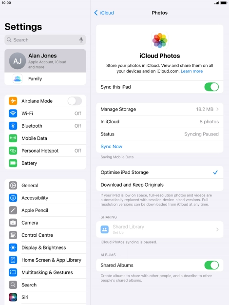 Press the indicator next to 